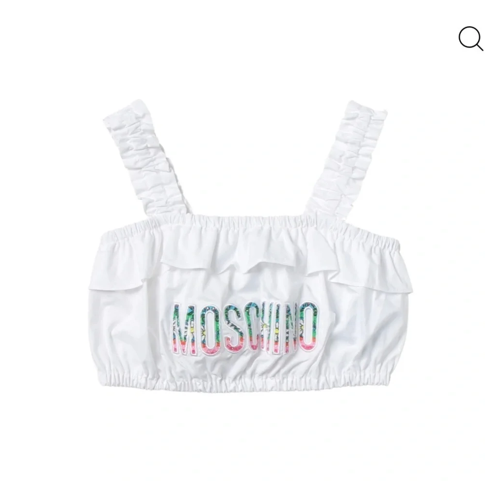 Moschino White Ruffle Crop Top